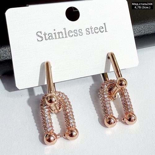 Сережки мед.сталь24К 10492 (3см.)